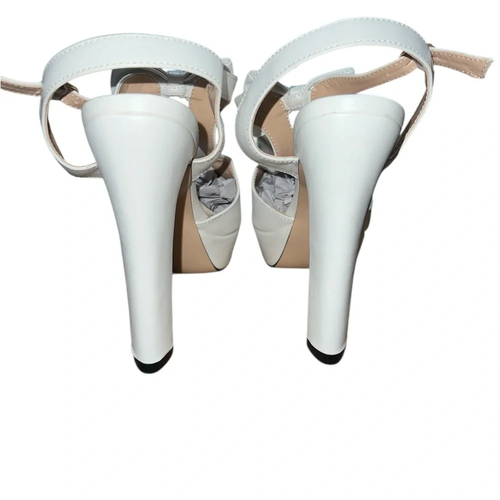 New Elegant white Pump hi heels Peep-Toe Bow platform heels party wedding office - Picture 7 of 13